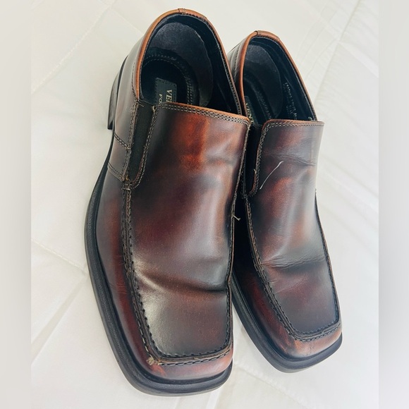 VENTURINI FOR MEN DARK BROWN LEATHER SLIP‎ ON DRESS LOAFERS SIZE 9 main image 5